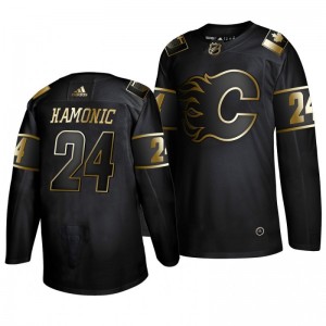 Flames Travis Hamonic Black Golden Edition Authentic Adidas Jersey - Sale