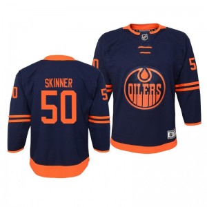 Stuart Skinner Edmonton Oilers 2019-20 Premier Navy Alternate Jersey - Youth - Sale