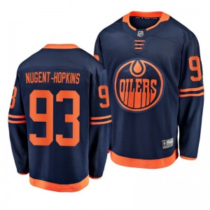 Oilers Ryan Nugent-Hopkins #93 Navy 2019-20 Alternate Premier Breakaway Jersey - Sale