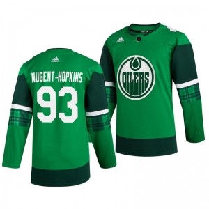 Oilers Ryan Nugent-Hopkins 2020 St. Patrick's Day Authentic Player Green Jersey - Sale