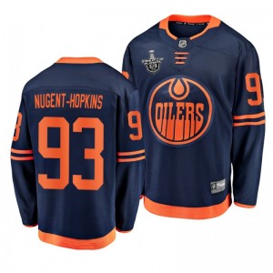 Oilers Ryan Nugent-Hopkins 2020 Stanley Cup Playoffs Alternate Navy Jersey - Sale