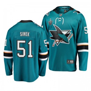 Sharks 2019 Stanley Cup Playoffs Radim Simek Breakaway Player Teal Jersey - Sale