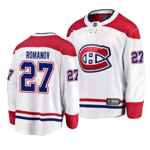 Away Breakaway Player Canadiens Alexander Romanov White Jersey - Sale