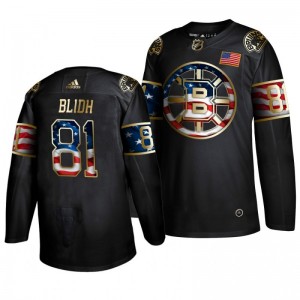 Bruins Anton Blidh Golden Edition Adidas Black Independence Day Men's Jersey - Sale