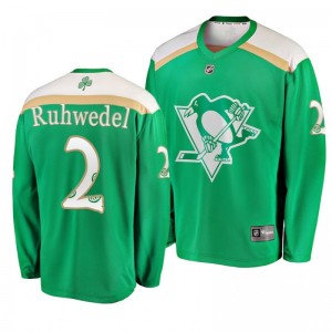 Penguins Chad Ruhwedel 2019 St. Patrick's Day Replica Fanatics Branded Jersey Green - Sale