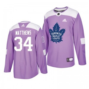 Auston Matthews Maple Leafs Lavender 2018 Hockey Fights Cancer Warmup Practice Jersey - Sale