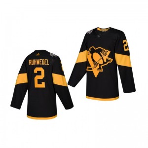 Penguins Chad Ruhwedel 2019 NHL Stadium Series Authentic Player Black Youth Jersey - Sale
