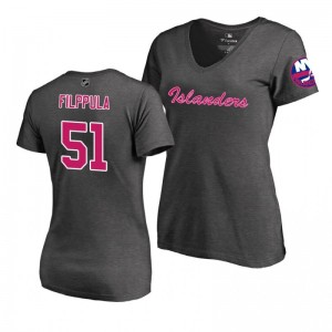 Mother's Day Pink Wordmark V-Neck Heather Gray T-Shirt New York Islanders Valtteri Filppula - Sale