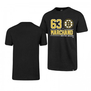 Brad Marchand Boston Bruins Black Club Player Name and Number T-Shirt - Sale