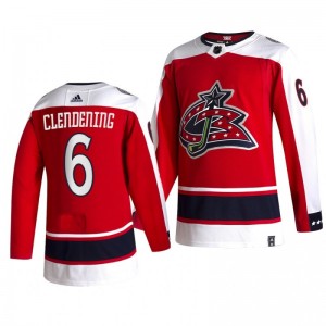 Blue Jackets Adam Clendening 2021 Reverse Retro Red Authentic Jersey - Sale
