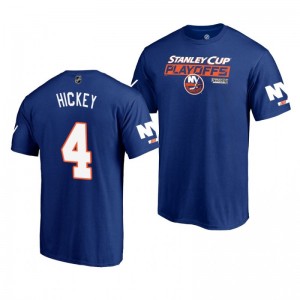 2019 Stanley Cup Playoffs New York Islanders Thomas Hickey Royal Bound Body Checking T-Shirt - Sale