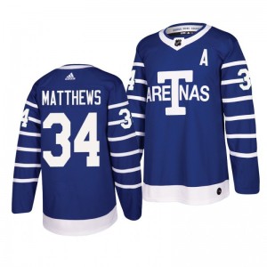 Men's Toronto Arenas Auston Matthews #34 Blue Throwback Authentic Pro Jersey - Sale