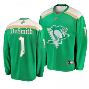 Penguins Casey DeSmith 2019 St. Patrick's Day Replica Fanatics Branded Jersey Green - Sale