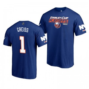 2019 Stanley Cup Playoffs New York Islanders Thomas Greiss Royal Bound Body Checking T-Shirt - Sale
