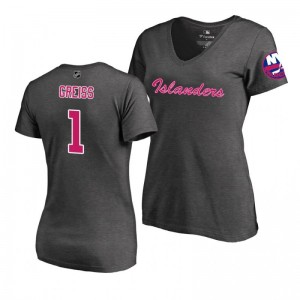 Mother's Day Pink Wordmark V-Neck Heather Gray T-Shirt New York Islanders Thomas Greiss - Sale