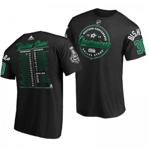 Men 2020 Western Conference Champions Stars Ben Bishop Black Roster T-Shirt - Sale