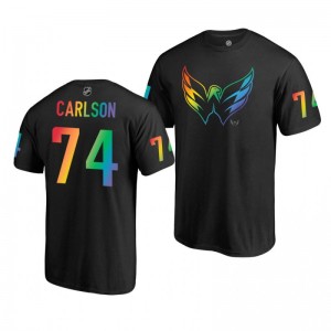 John Carlson Capitals Name and Number LGBT Black Rainbow Pride T-Shirt - Sale