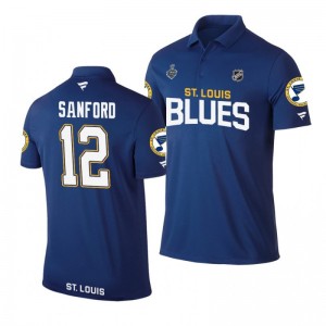 Blues 2019 Stanley Cup Final Name & Number Blue Zach Sanford Polo Shirt - Sale