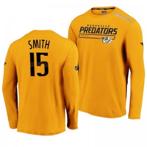 Predators Craig Smith 2020 Authentic Pro Clutch Long Sleeve Yellow T-Shirt - Sale