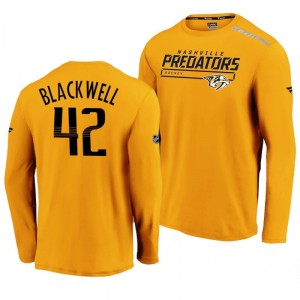 Predators Colin Blackwell 2020 Authentic Pro Clutch Long Sleeve Yellow T-Shirt - Sale