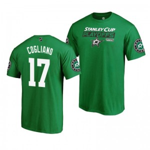 2019 Stanley Cup Playoffs Dallas Stars Andrew Cogliano Kelly Green Bound Body Checking T-Shirt - Sale