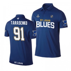 Blues 2019 Stanley Cup Champions Vladimir Tarasenko Royal Team Wordmark Polo Shirt - Sale