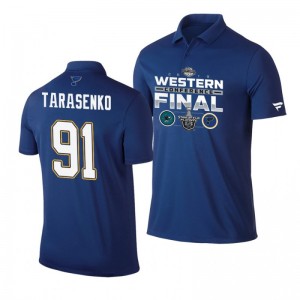 Vladimir Tarasenko Blues 2019 Stanley Cup Western Conference Finals Matchup Polo Shirt Blue - Sale