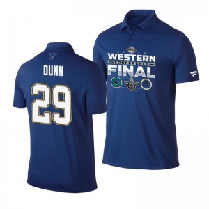 Vince Dunn Blues 2019 Stanley Cup Western Conference Finals Matchup Polo Shirt Blue - Sale