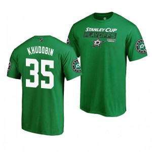 2019 Stanley Cup Playoffs Dallas Stars Anton Khudobin Kelly Green Bound Body Checking T-Shirt - Sale