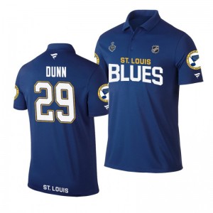 Blues 2019 Stanley Cup Final Name & Number Blue Vince Dunn Polo Shirt - Sale