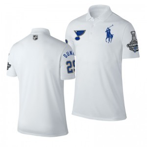Blues 2019 Stanley Cup Champions Vince Dunn White Polo Shirt - Sale