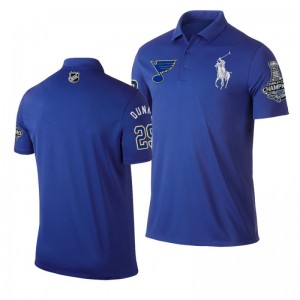 Blues 2019 Stanley Cup Champions Vince Dunn Royal Polo Shirt - Sale