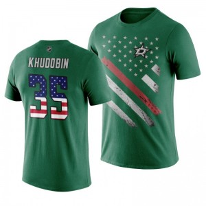 Anton Khudobin Stars Kelly Green Independence Day T-Shirt - Sale
