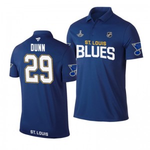 Blues 2019 Stanley Cup Champions Vince Dunn Royal Team Wordmark Polo Shirt - Sale