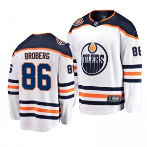 Oilers Philip Broberg Breakaway Player White Away Jersey - Sale