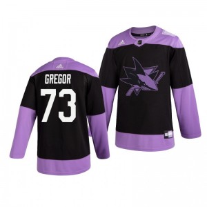 Noah Gregor Sharks Black Hockey Fights Cancer Practice Jersey - Sale