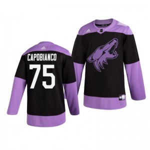 Kyle Capobianco Coyotes Black Hockey Fights Cancer Practice Jersey - Sale
