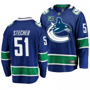 Canucks Troy Stecher 50th Anniversary Blue Jersey - Sale