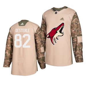 Coyotes Jordan Oesterle Veterans Day Practice Adidas Camo Jersey - Sale