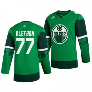Oilers Oscar Klefbom 2020 St. Patrick's Day Authentic Player Green Jersey - Sale