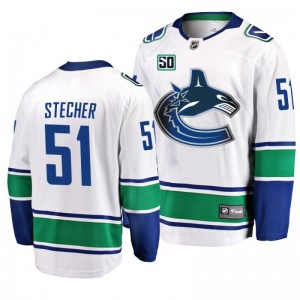 Canucks Troy Stecher 50th Anniversary White Jersey - Sale