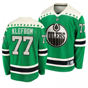 Oilers Oscar Klefbom 2020 St. Patrick's Day Replica Player Green Jersey - Sale