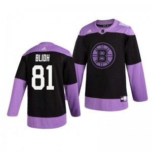 Anton Blidh Bruins Black Hockey Fights Cancer Practice Jersey - Sale