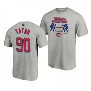 2020 Stanley Cup Playoffs Safe Distance Canadiens Tomas Tatar Heather Gray T-Shirt - Sale