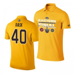 Tuukka Rask Bruins 2019 Stanley Cup Playoffs Eastern Conference Finals Matchup Gold Polo Shirt - Sale