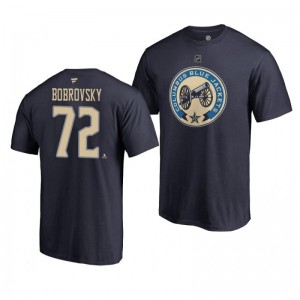 Blue Jackets Sergei Bobrovsky Navy Alternate Authentic Stack T-Shirt - Sale