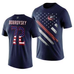 Sergei Bobrovsky Blue Jackets Navy Independence Day T-Shirt - Sale