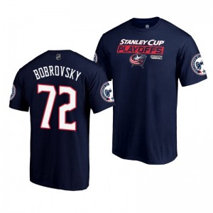 Blue Jackets Sergei Bobrovsky 2019 Stanley Cup Playoffs Bound Body Checking T-Shirt Navy - Sale