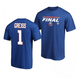 2020 Stanley Cup Playoffs Islanders Thomas Greiss Royal Eastern Conference Final Bound Overdrive T-Shirt - Sale