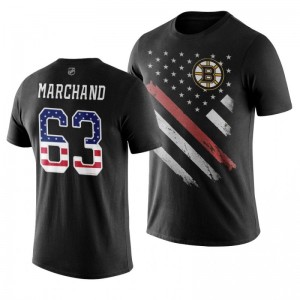 Brad Marchand Bruins Black Independence Day T-Shirt - Sale
